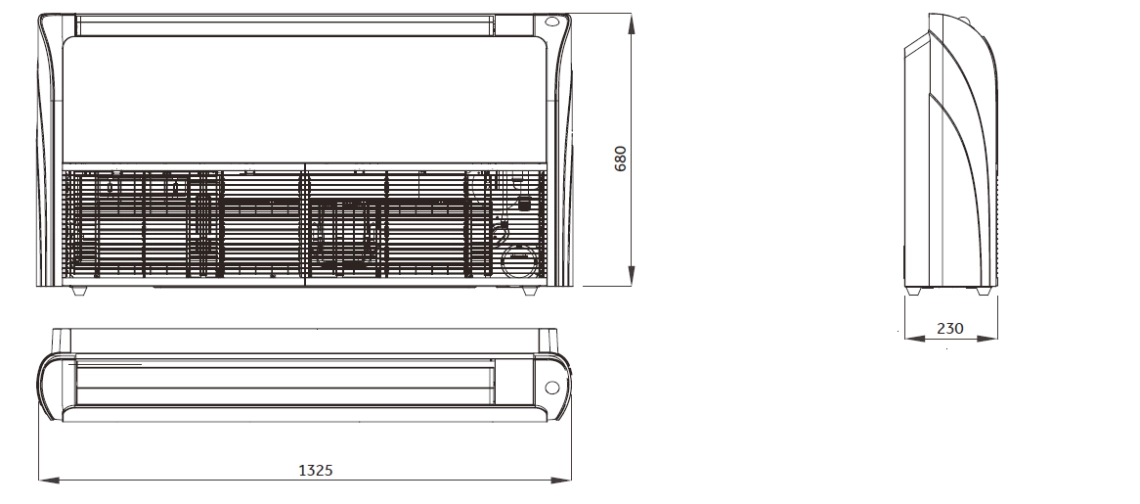 Diagram showing various airflow options for MyCond Convertible unit.