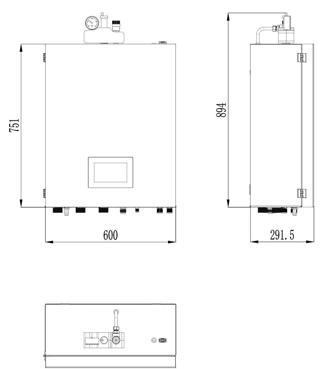 Diagrama care ilustrează dimensiunile unității interioare pentru pompele de căldură MyCond BeeSmart.