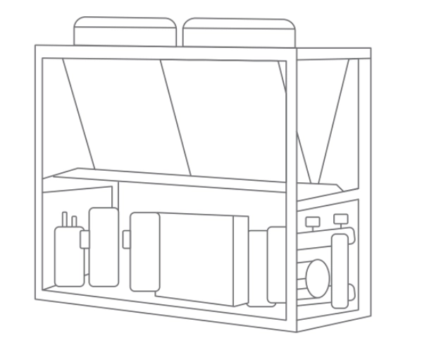 Modular heat pump with compact design for efficient energy recovery.