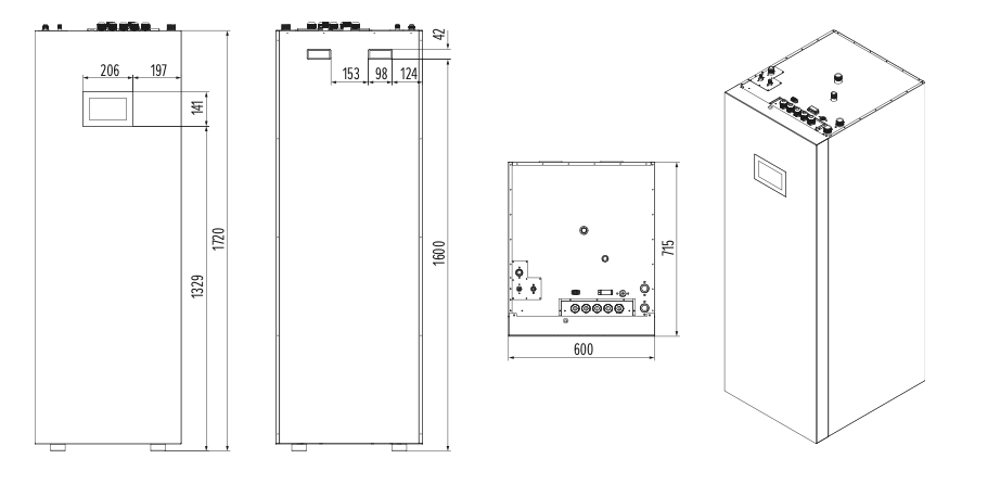 Indoor unit dimensions and design for BeeSmart heat pumps.