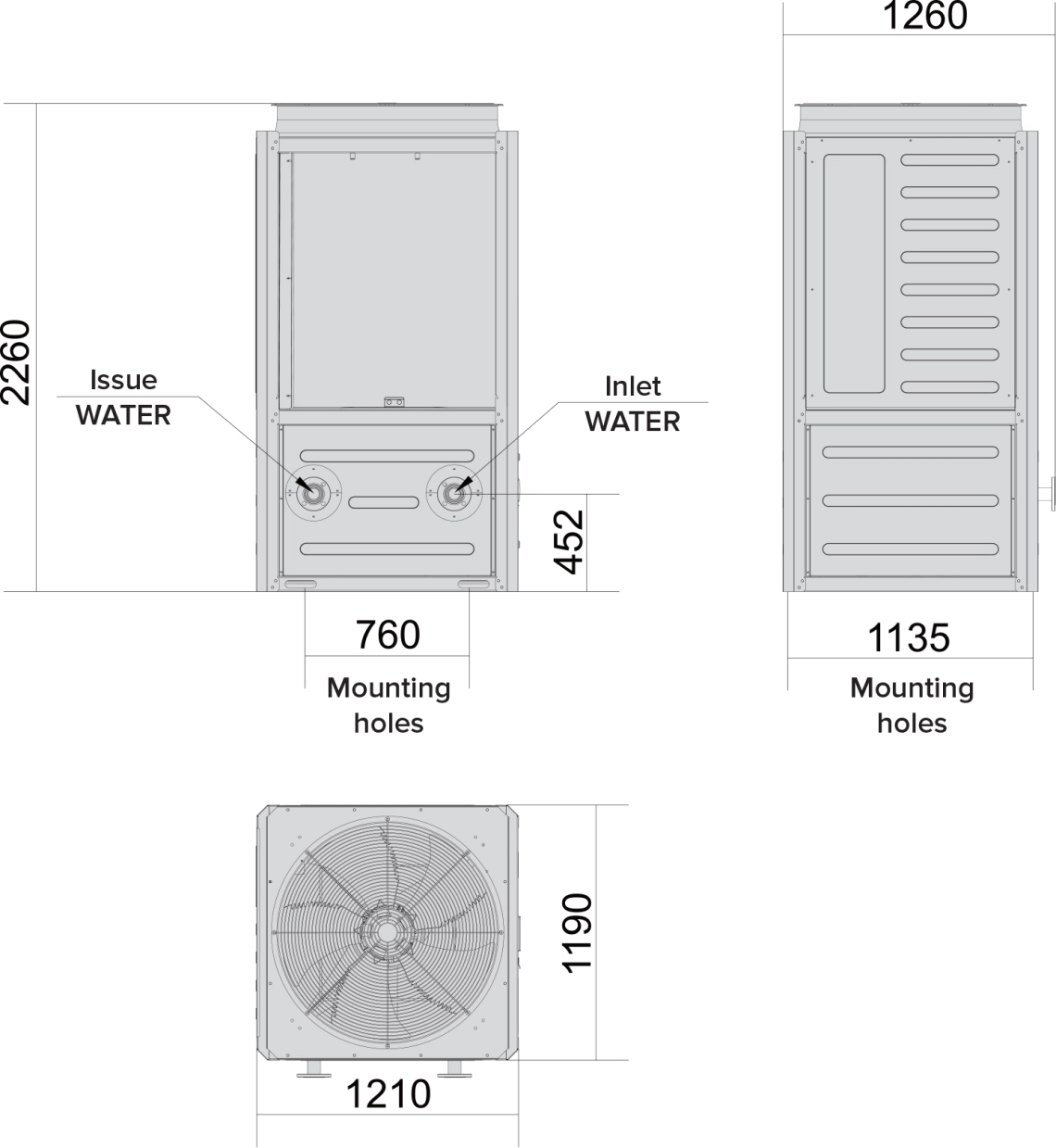 Dimensiuni totale MyCond MCU-OHDD - 1