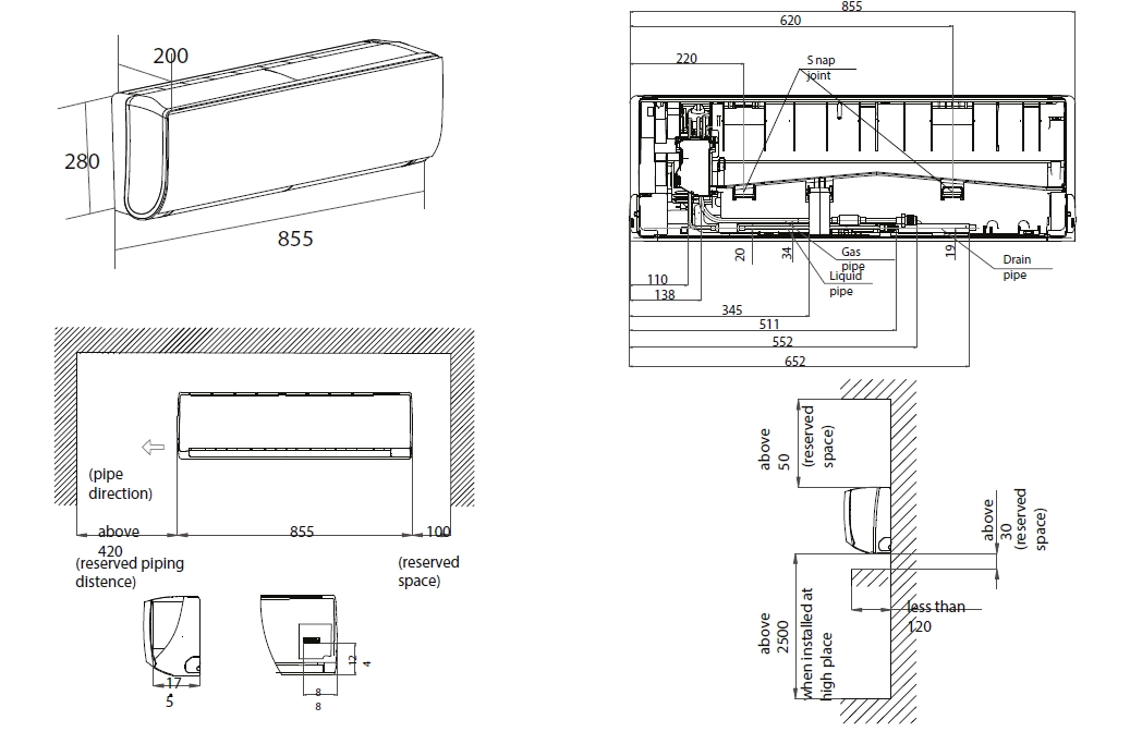 Diagram of wall-mounted unit connection with external EEV.
