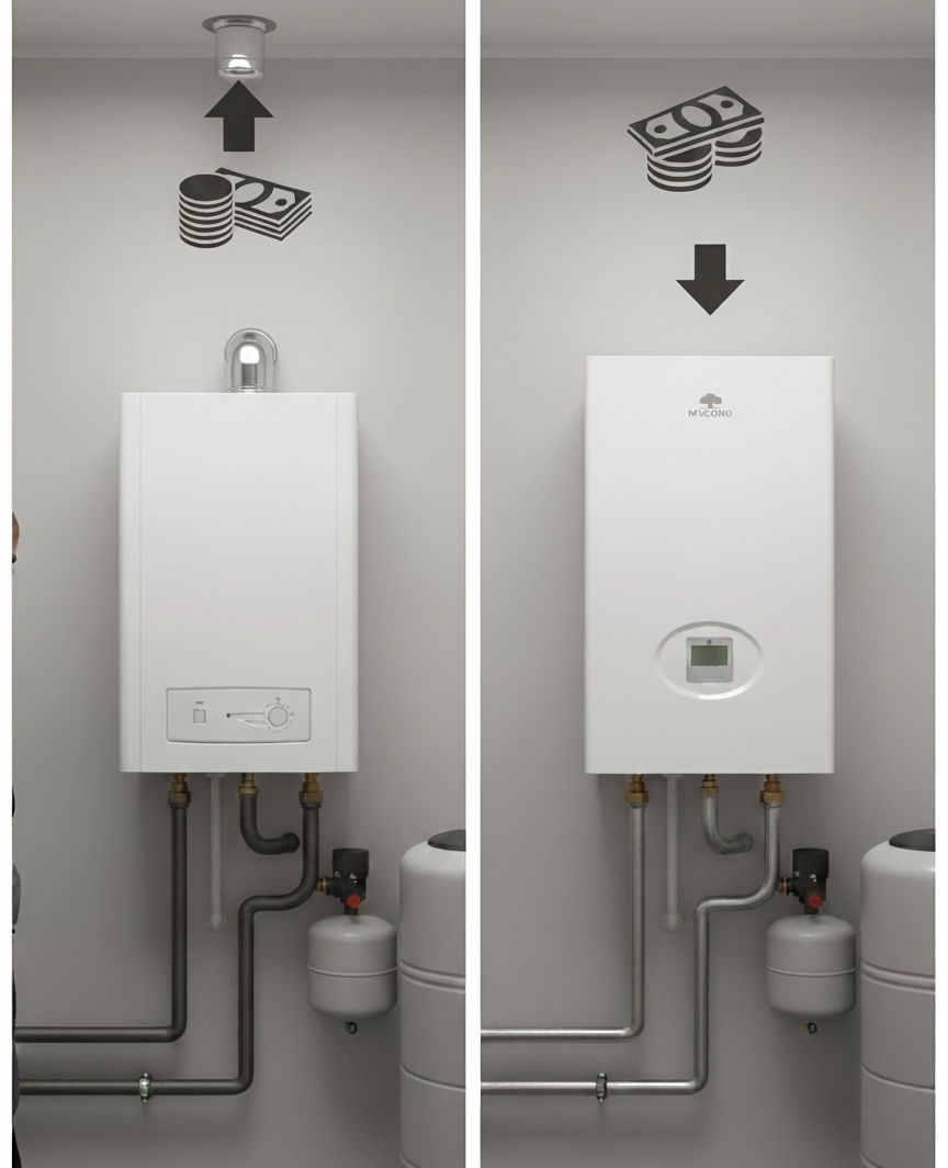 Pompa de căldură Mycond vs cazan pe gaz: comparația eficienței sistemelor de încălzire